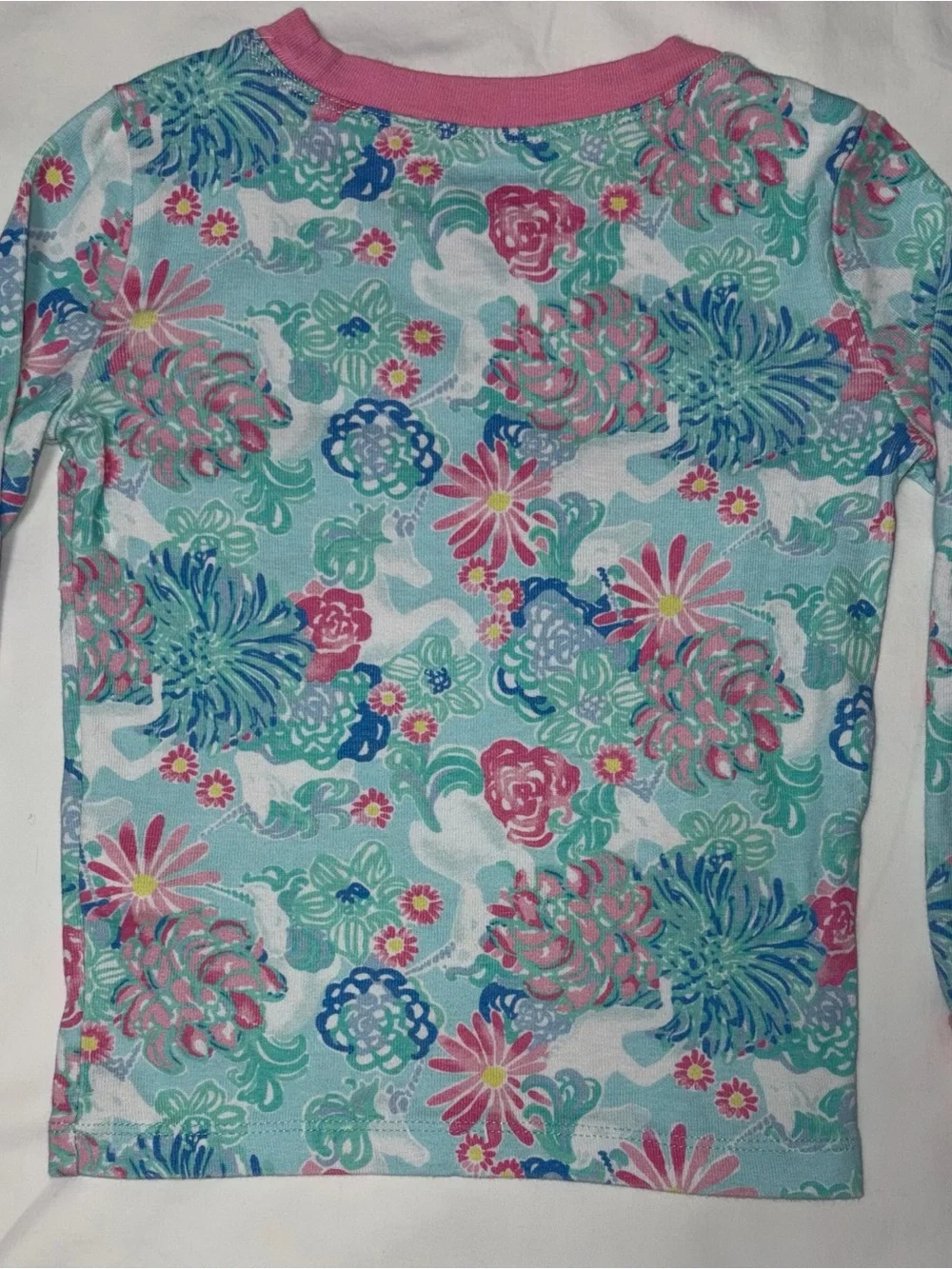 Lily Pulitzer for Pottery Barn Kids pink and turquoise pajamas sz 4 EUC